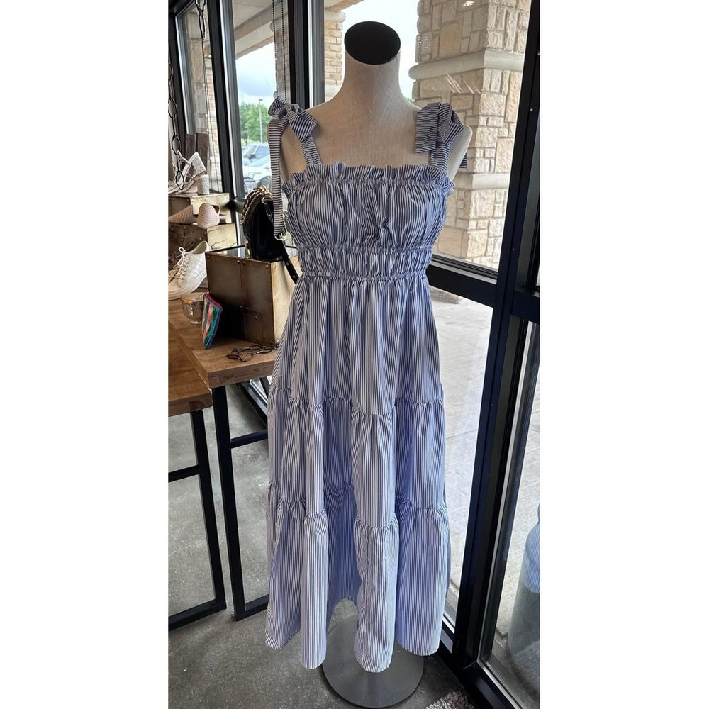 NWT Tuckernuck Coastal Blue Striped Maxi Dress S